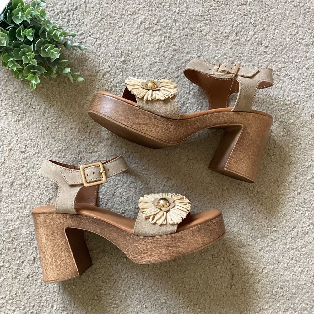 Avellini Suede Block Heel Sandals US Size 6.5